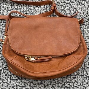 Miztique Tan Crossbody Bag with Gold Accents